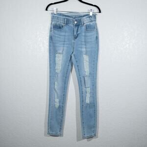 William Rast Blue Distressed Sculpting Ultra High‎ Rise Jeans 27